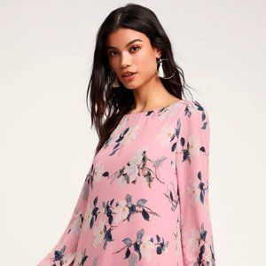 Lulu's Floral Pink Rosalinda Dress in XS